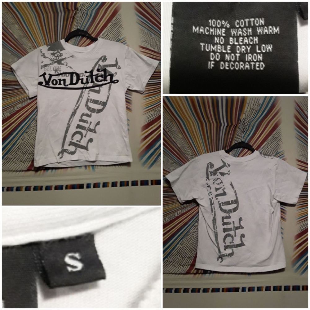 Von Dutch Unisex Small White & BlackTeeshirt